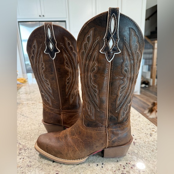 Justin Boots Women’s Western Cowboy Dark Brown Heeled Boots - Picture 8 of 13